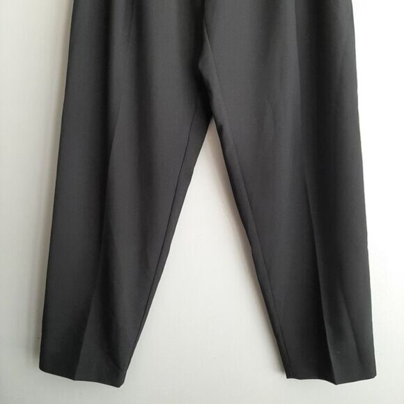 TWO ROADS | Vintage Trousers High Waist Pleats Dress Pants Belt Black Neutral L - Picture 5 of 12
